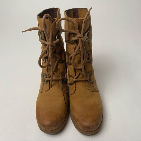 Sorel Joan of Arctic Lace Up Wedge Lexie Wedge Elk Brown Leather 7 - Picture 2 of 6